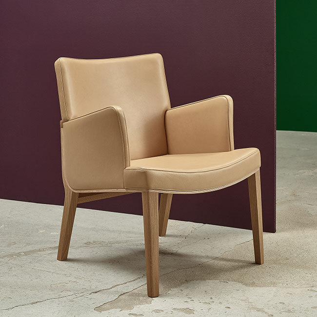 Moritz Loungestol i beige naturlæder